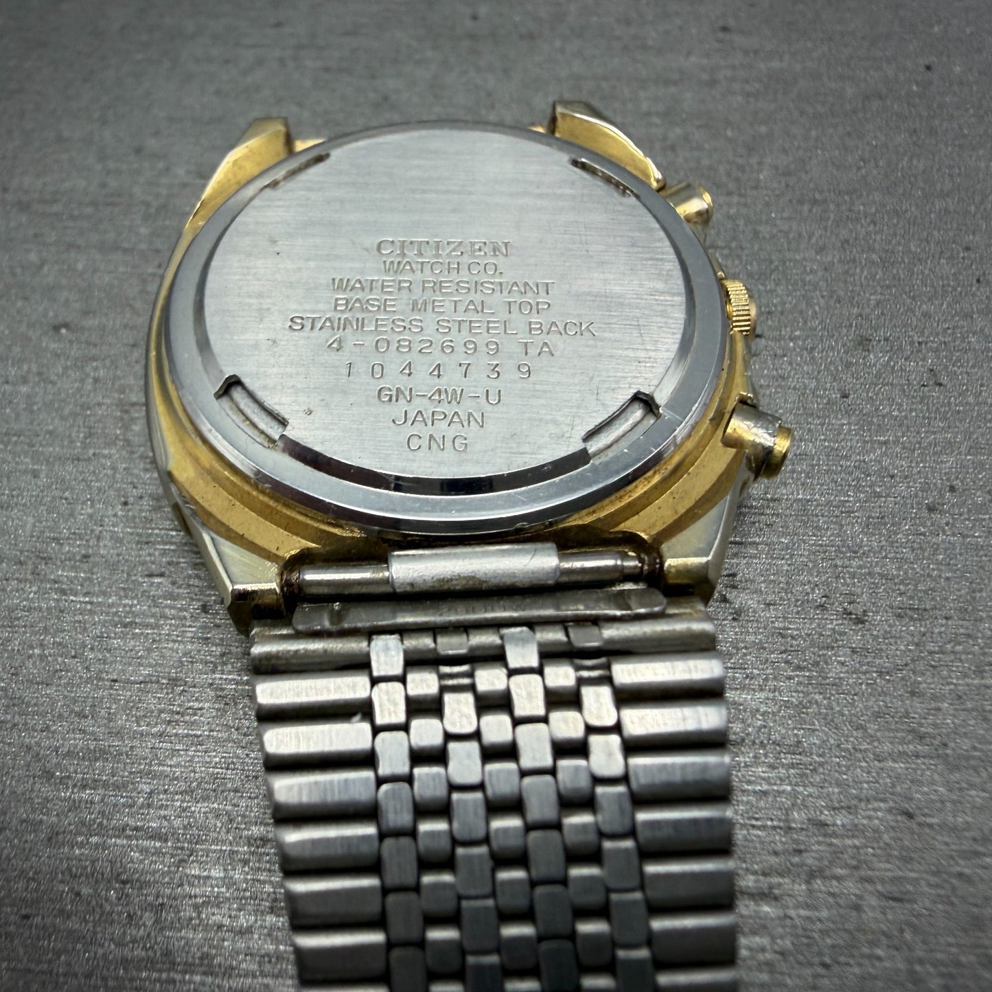 Citizen Analog Digital Watch Men 35mm Black Dial Gold Alarm Chrono 4-082699 PART12