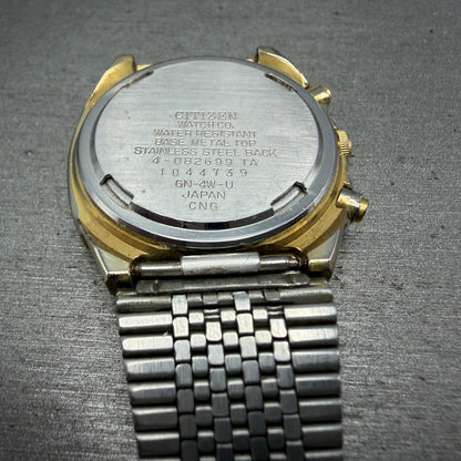Citizen Analog Digital Watch Men 35mm Black Dial Gold Alarm Chrono 4-082699 PART12