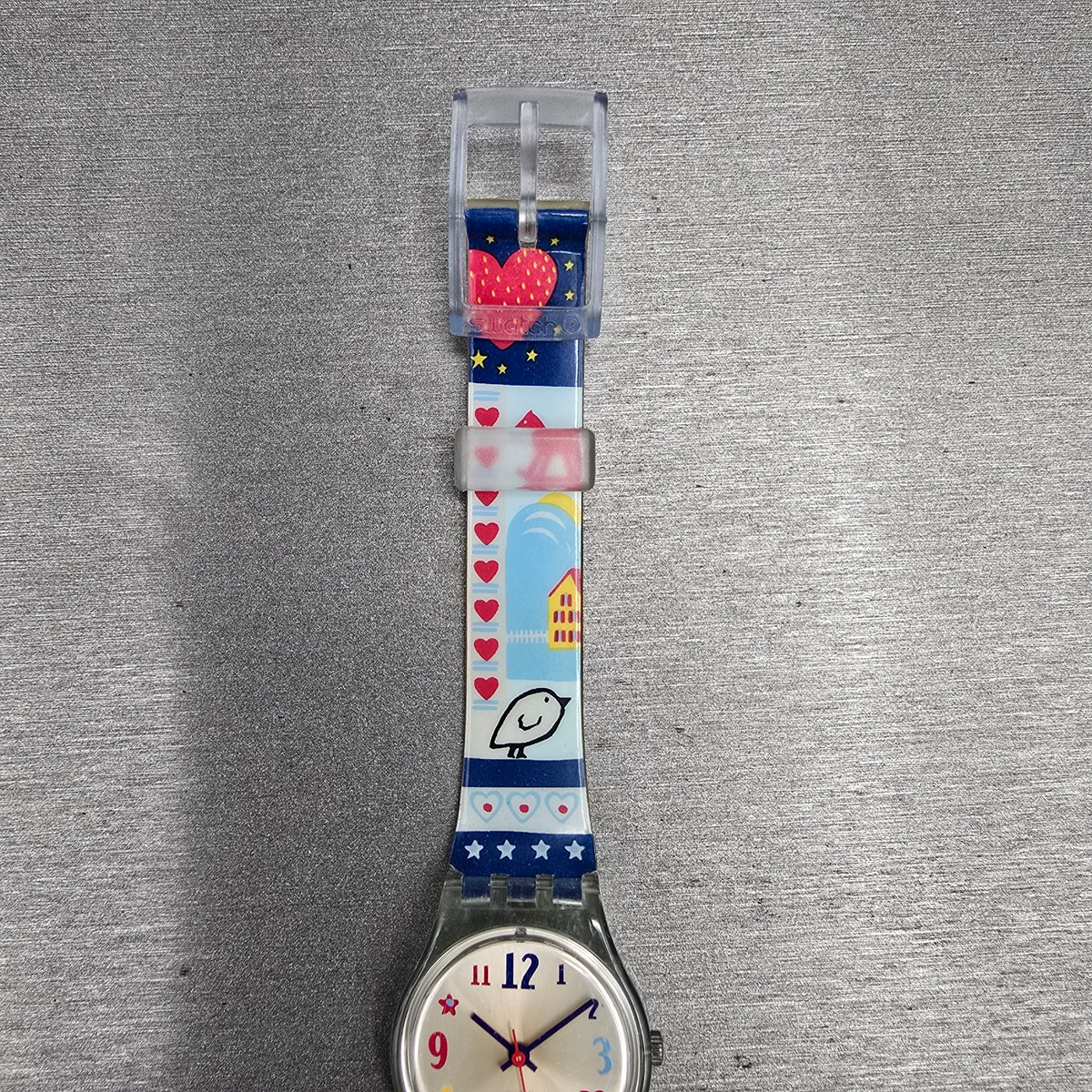Swatch Kid's Patchwork Watch Women 25mm Silver Dial Clear Case LN141 New Battery4