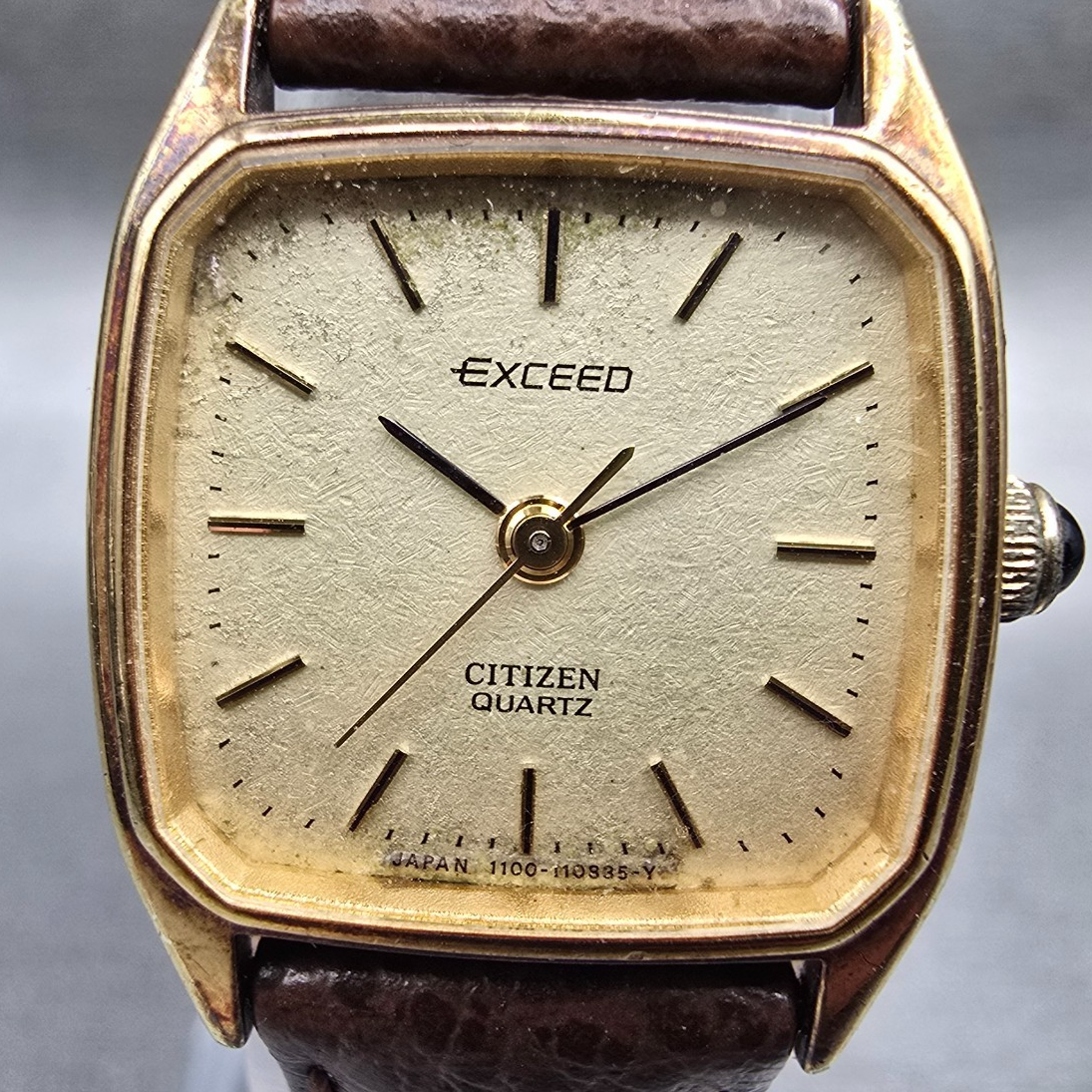 Citizen Exceed Tank Watch Women 21mm Champagne Dial Gold 4-102894 New Battery JP1