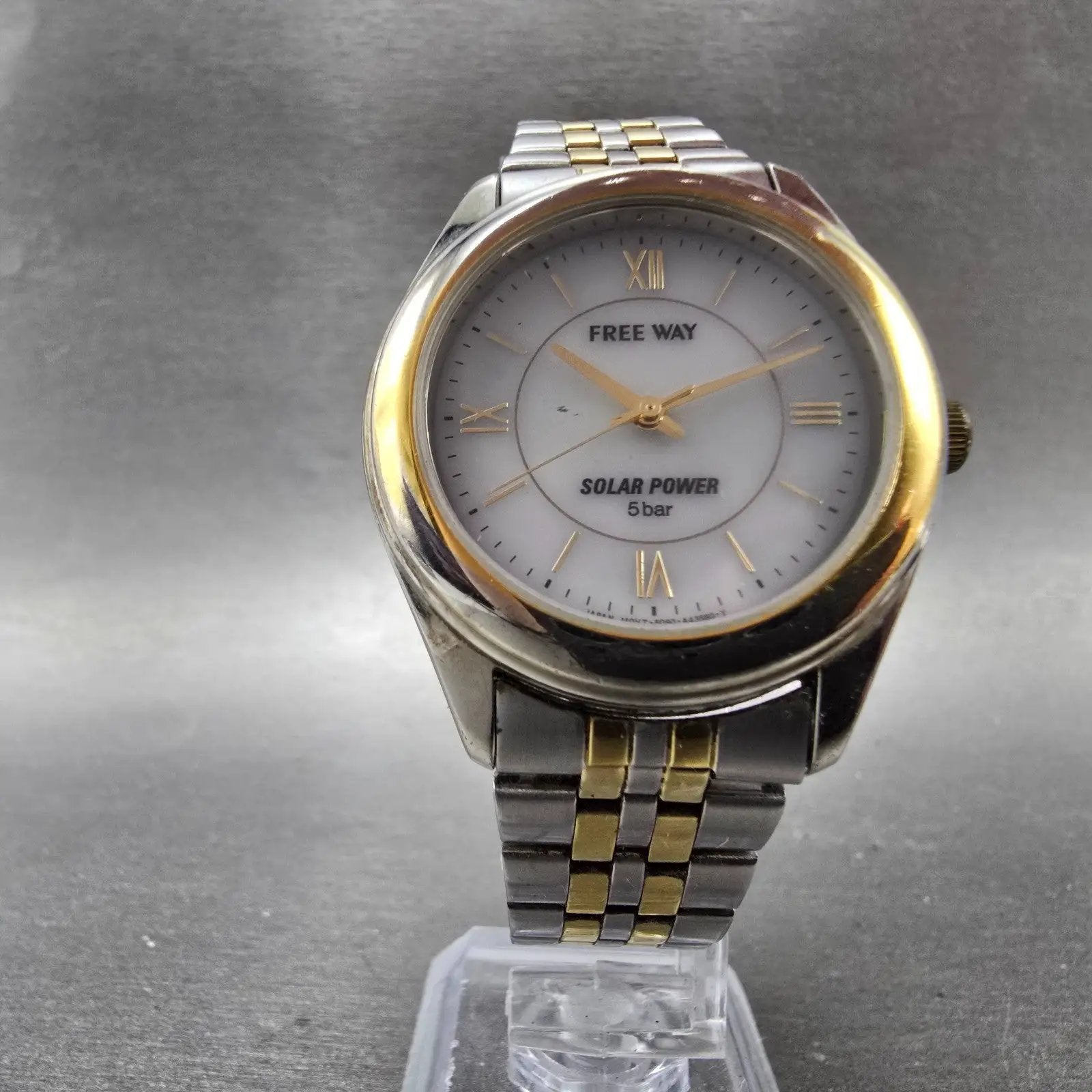 Citizen Free Way Solar Watch Men 35mm White Dial Two Tone 5080-A42365 NewBattery5