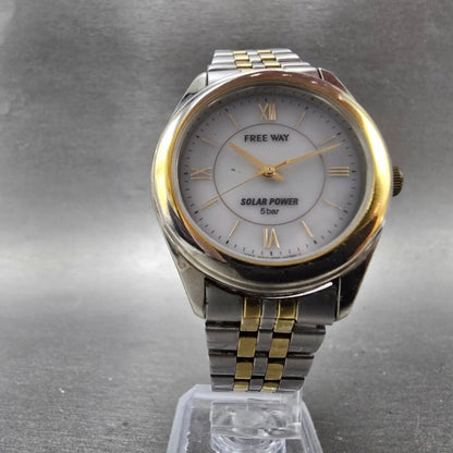 Citizen Free Way Solar Watch Men 35mm White Dial Two Tone 5080-A42365 NewBattery5
