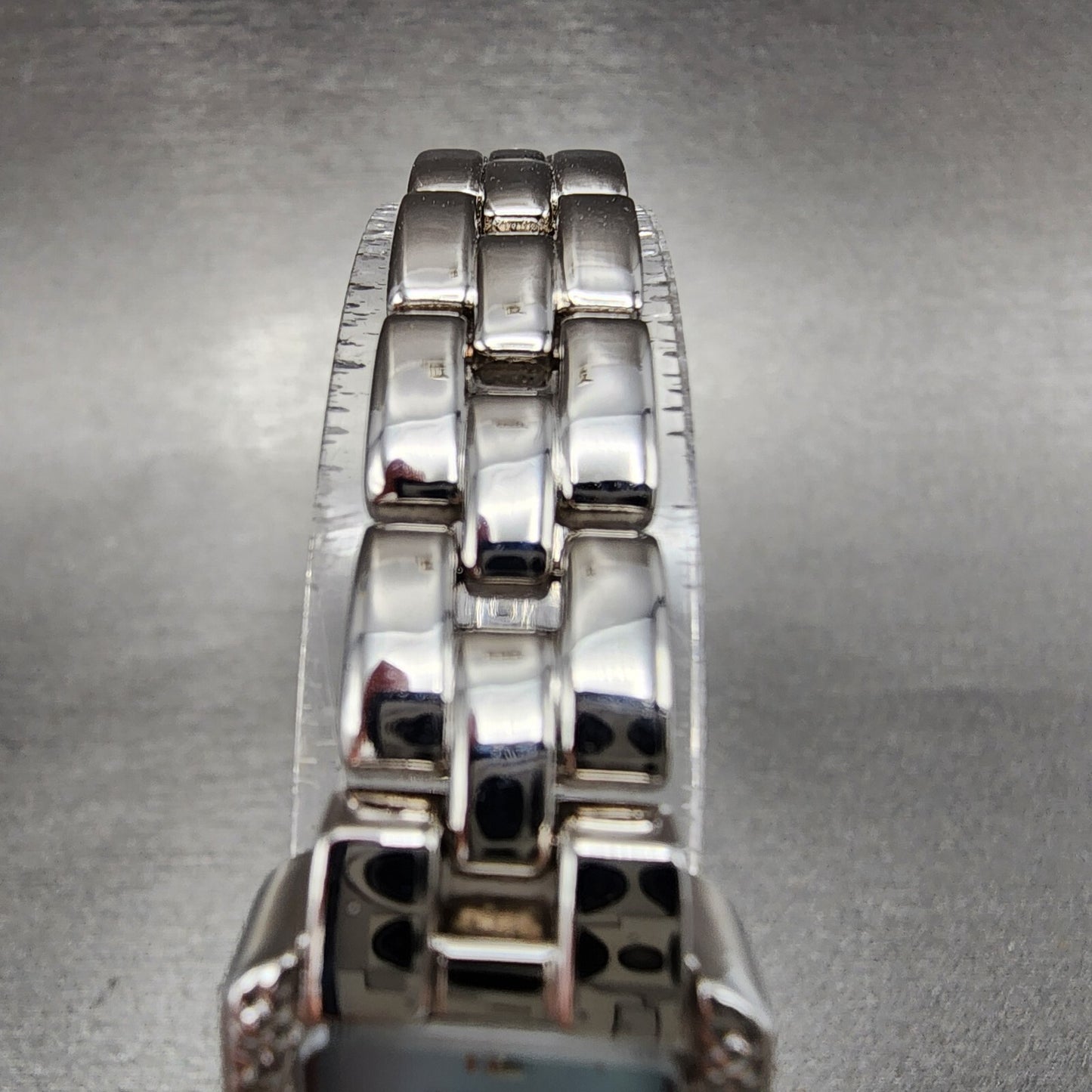 Waltham Tank Watch Women 17mm Blue MOP Dial Silver Tone Rectangle New Battery
