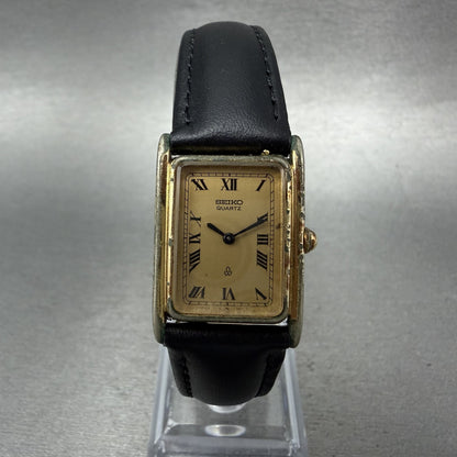 Seiko Tank Watch Women 20mm Champagne Dial Gold Tone 14005790 New Battery ABC0
