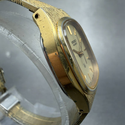Seiko Watch Women 20mm Champagne Dial Gold Tone Oval 3421-5020 New Battery3