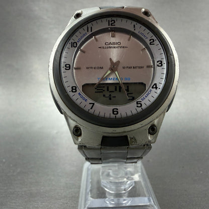 Casio Illuminator Watch Men 40mm Silver Alarm Chrono Ana Digi  AW-80 New Battery5