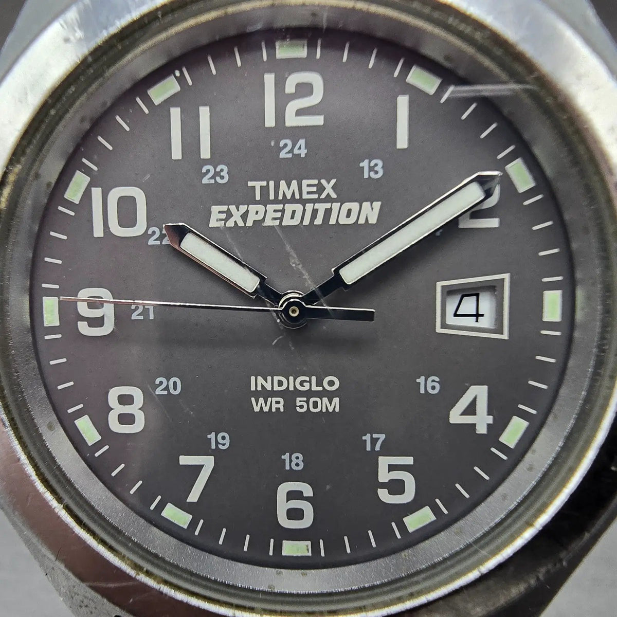 Timex Expedition Watch Men 39mm Gray Dial Silver Tone Date T40091 New Battery FG1