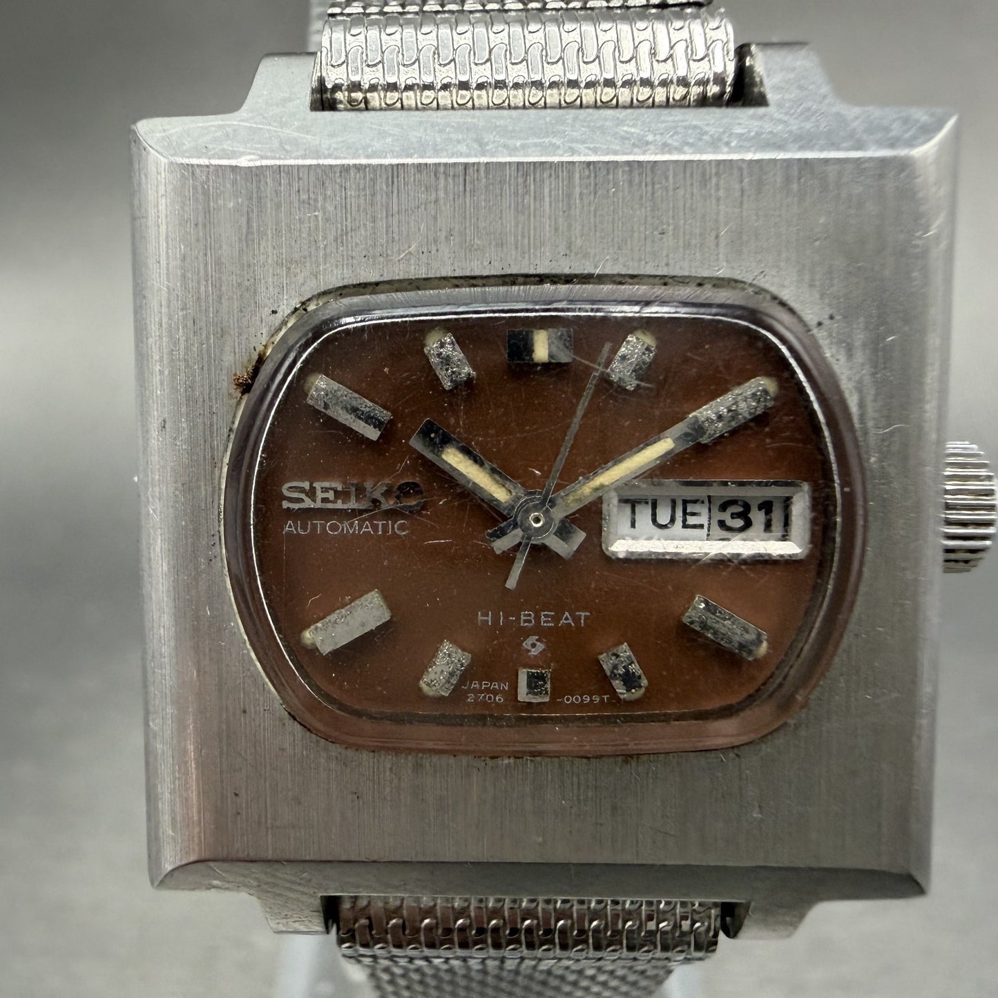 Seiko Automatic Watch Women 26mm Brown Dial Silver Tone Daydate 2706-7009 PARTS2