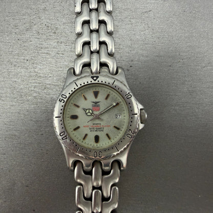 Elgin Dive Watch Men 37mm Gray Dial Silver Tone Date Round FK-592 New Battery0