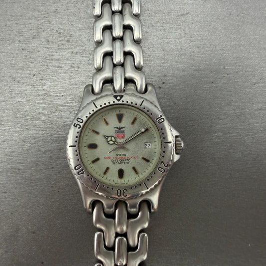 Elgin Dive Watch Men 37mm Gray Dial Silver Tone Date Round FK-592 New Battery0