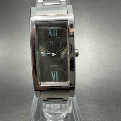 Citizen XC Tank Watch Men 16mm Gray Dial Silver Tone Rectangle 5431-T003982 Runs0