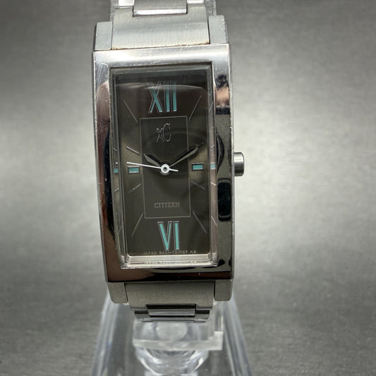 Citizen XC Tank Watch Men 16mm Gray Dial Silver Tone Rectangle 5431-T003982 Runs0