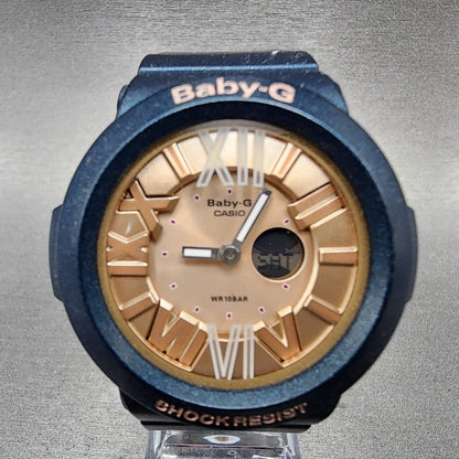 Casio BabyG BGA161 Watch Women 43mm Pink Dial Blue tone Analog Digital New Bat1
