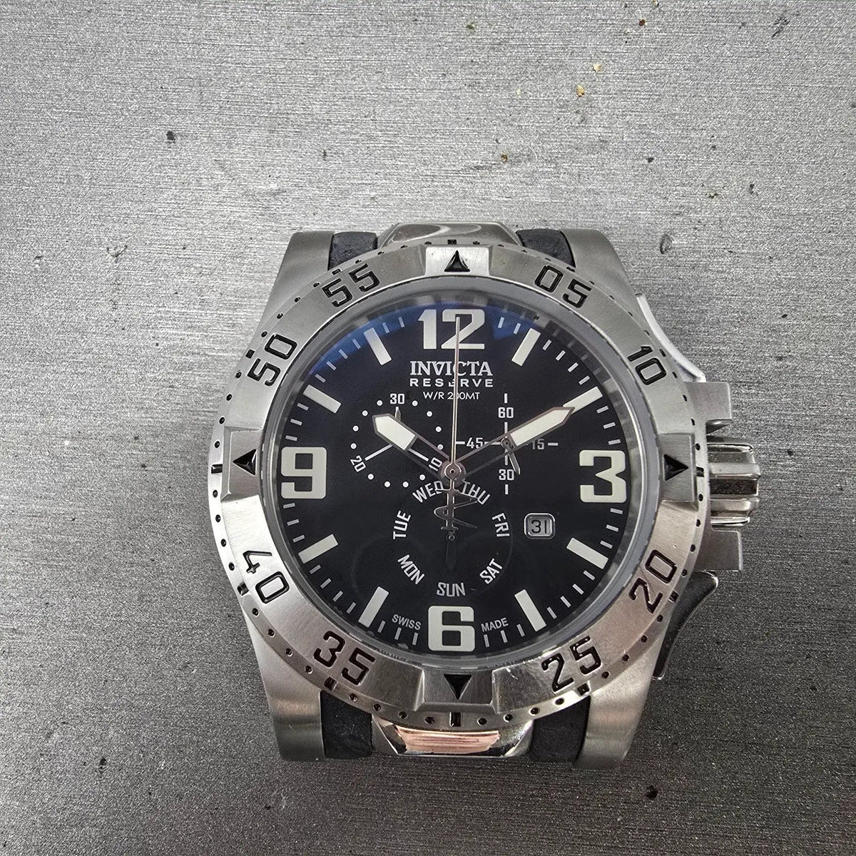Invicta Reserve Excursion Chronograph Watch Men 50mm Black Dial Steel Daydate0