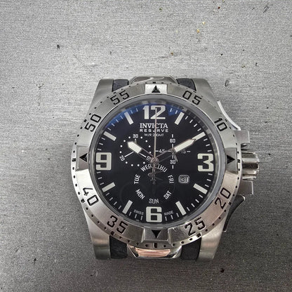 Invicta Reserve Excursion Chronograph Watch Men 50mm Black Dial Steel Daydate0