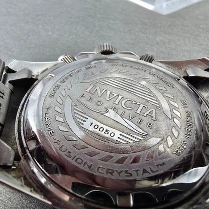 Invicta Pro Diver Chronograph Watch Men 42mm Black Dial Steel Date 10050 PARTS10