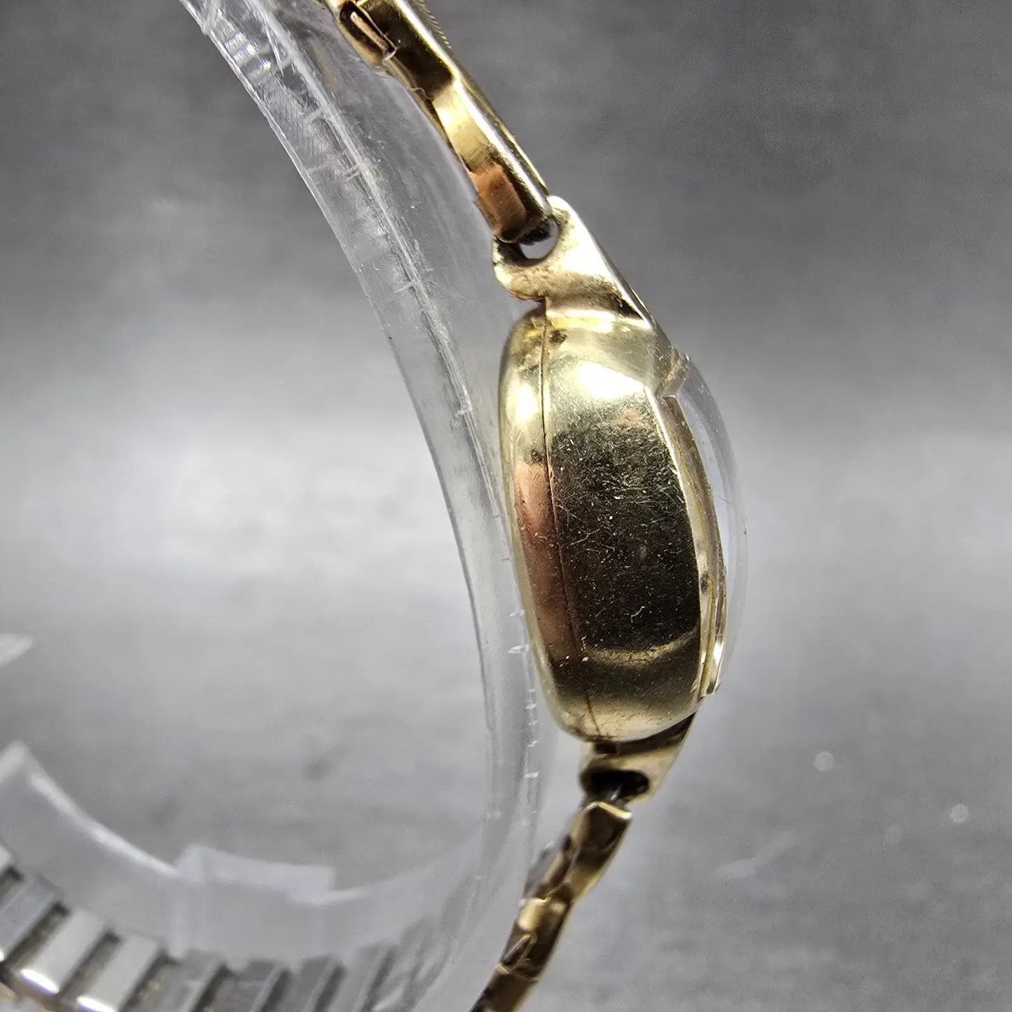 Hamilton Watch Women 14mm Cream Dial 14k Gold Rectangle Manual Wind Runs VTG4