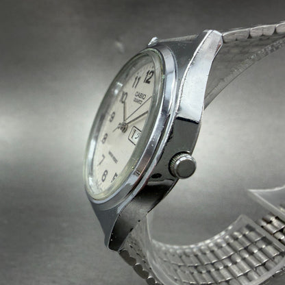 Casio MQ-514 Watch Men 33mm White Dial Silver Tone Round Daydate New Battery2