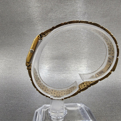 Seiko Tank Watch Women 13mm Champagne Dial Gold Tone 2e207021 New Battery6