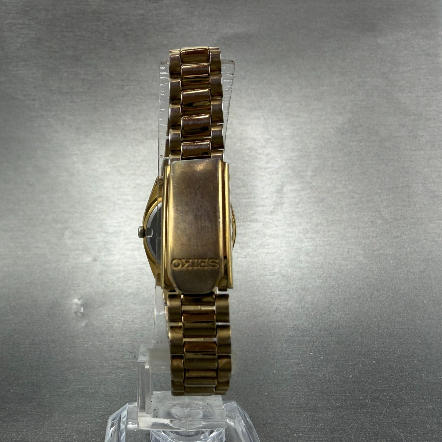 Seiko Watch Women 25mm Gold Dial Gold Tone Daydate Round 7N83-0041 New Battery 97