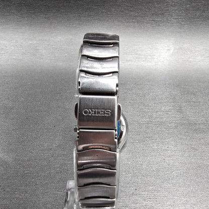 Seiko Watch Women 28mm Blue Dial Silver Tone Date Round 7N82-0AL0 New Battery7