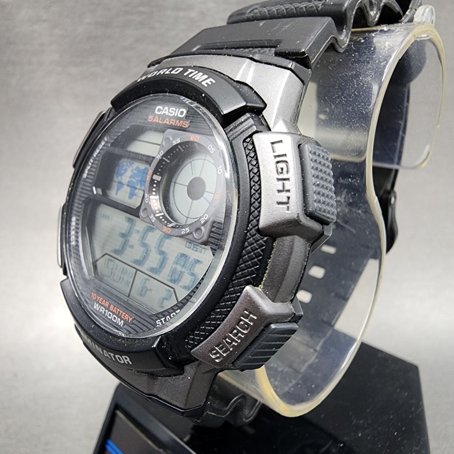 Casio AE1000W Watch Men 41mm Digital Black Gray Tone World Time Alarm New batt3