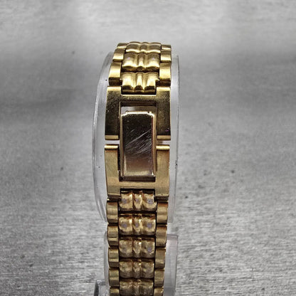 Seiko Watch Women 19mm Black Dial Gold Tone Round V401-0988 New Battery Vintage7