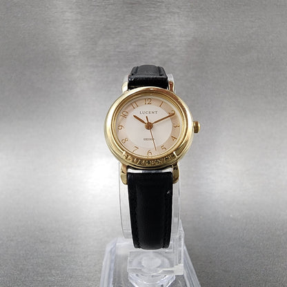 Seiko Lucent Watch Women 22mm White Dial Gold Tone 4n21-0360 New Battery