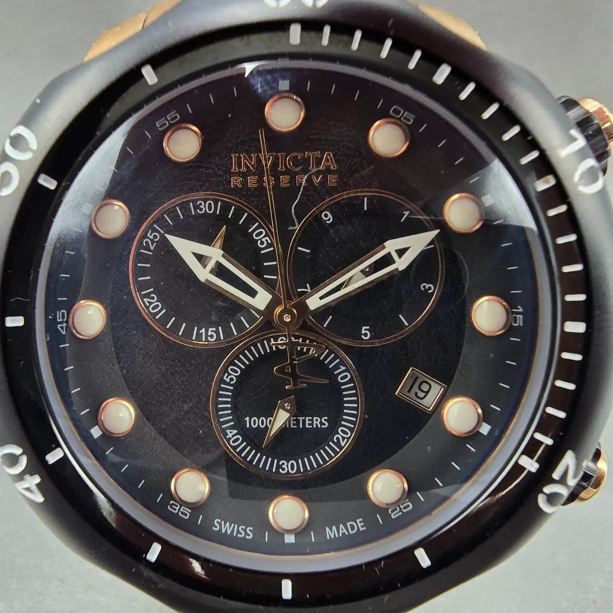 Invicta Venom Reserve Chronograph Watch Men 54mm Black Dial Rose Gold New Batt1