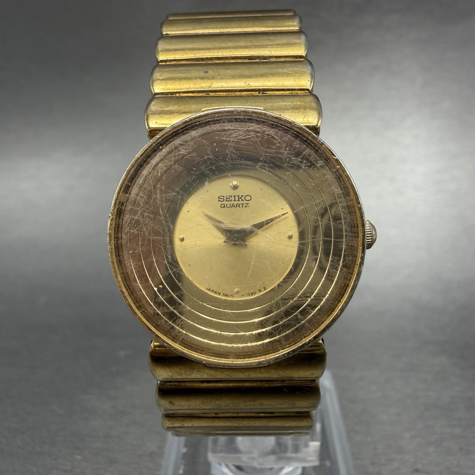 Seiko Watch Women 24mm Gold Dial Gold Tone Round Vintage 1N00-0B59 New Battery0