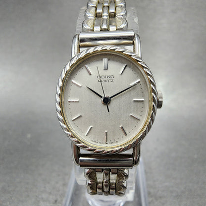 Seiko Watch Women 19mm Silver Dial Silver Tone Oval 14215510 New Battery VTG0