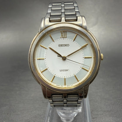Seiko Lucent Watch Men 32mm White Dial Two Tone Round 5E21-6E90 PARTS0