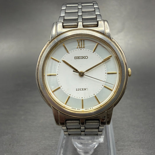 Seiko Lucent Watch Men 32mm White Dial Two Tone Round 5E21-6E90 PARTS0