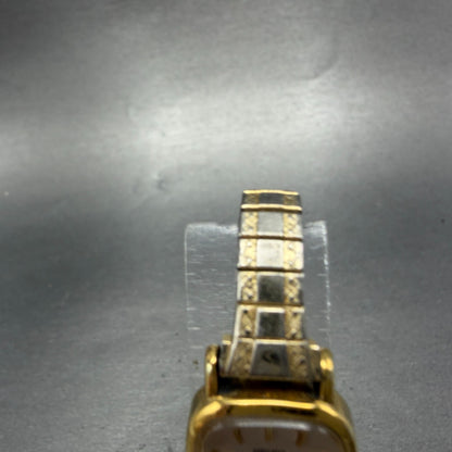 Seiko Tank Watch Women 17mm Silver Dial Gold Tone 1400-6569 New Battery Vintage4