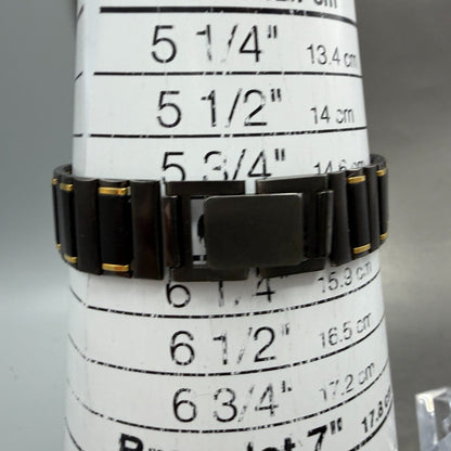 Seiko Watch Women 23mm Black Dial Black & Gold Tone 2P20-0200 New Battery VTG10
