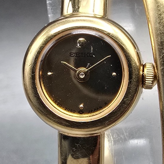 Seiko Watch Women 13mm Gold Dial Gold Tone Bangle 1E20-0660 New Battery1