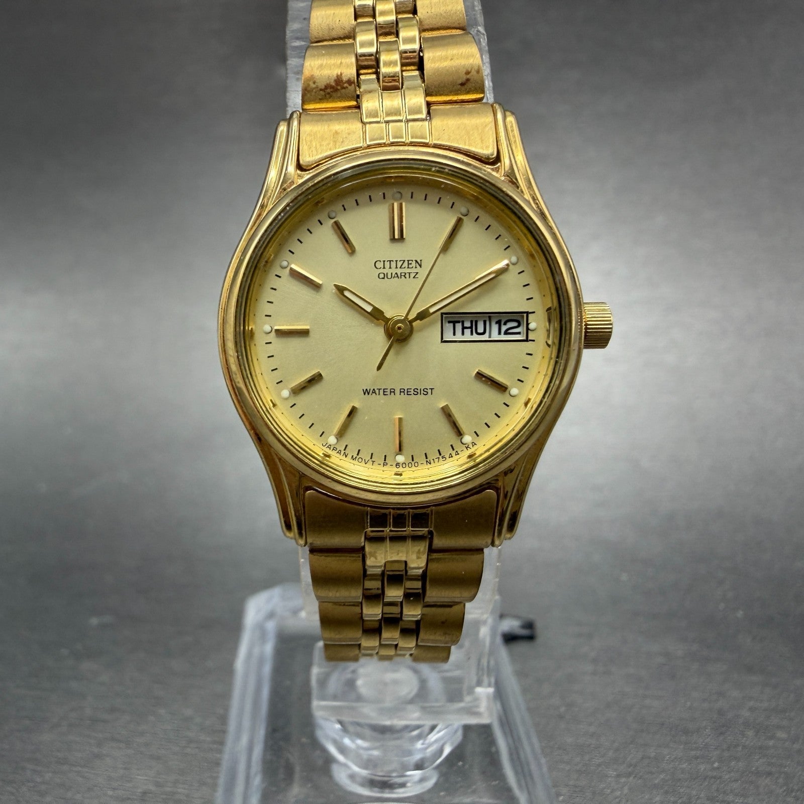Citizen Watch Women 23mm Champagne Dial Gold Tone Daydate 6000-S38231 New BattAB0