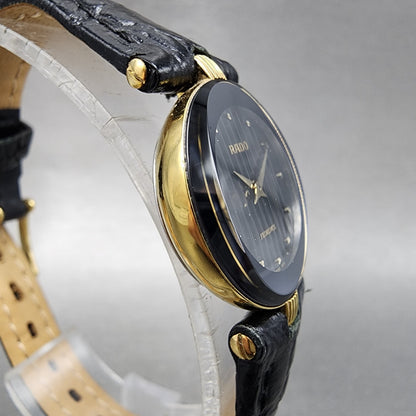 Rado Florence Watch Women 23mm Black Dial Gold Tone Oval 153.3695.2 New Battery3