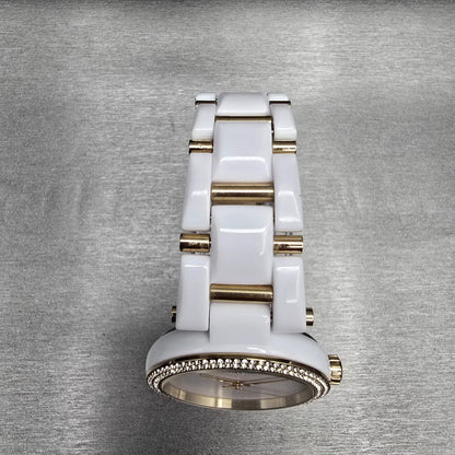 Michael Kors Delray Watch Women 35mm White Dial Gemmed Round MK4315 New Battery4