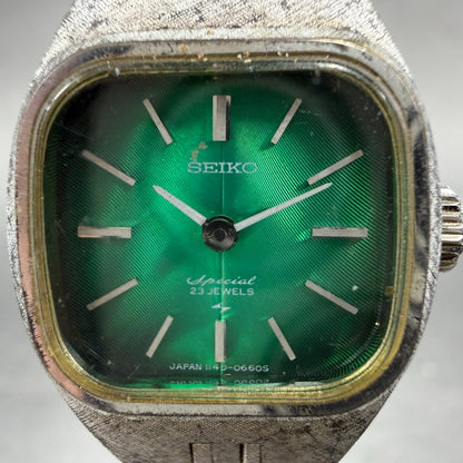 Seiko Special Watch Women 20mm Green Dial Silver Tone Manual 1140-3240 Runs VTG1