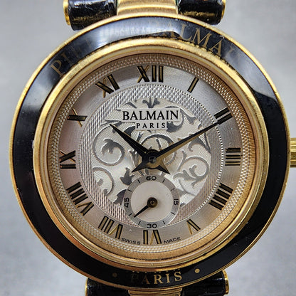 Pierre Balmain Watch Women 26mm White Dial Gold Tone Small Seconds New Batt1