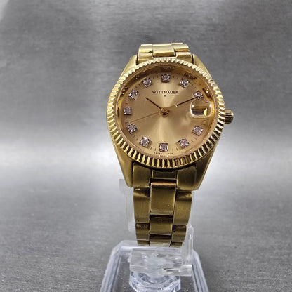 Wittnauer Watch Women 24mm Champagne Dial Gold Tone Date 11P04 New Battery5