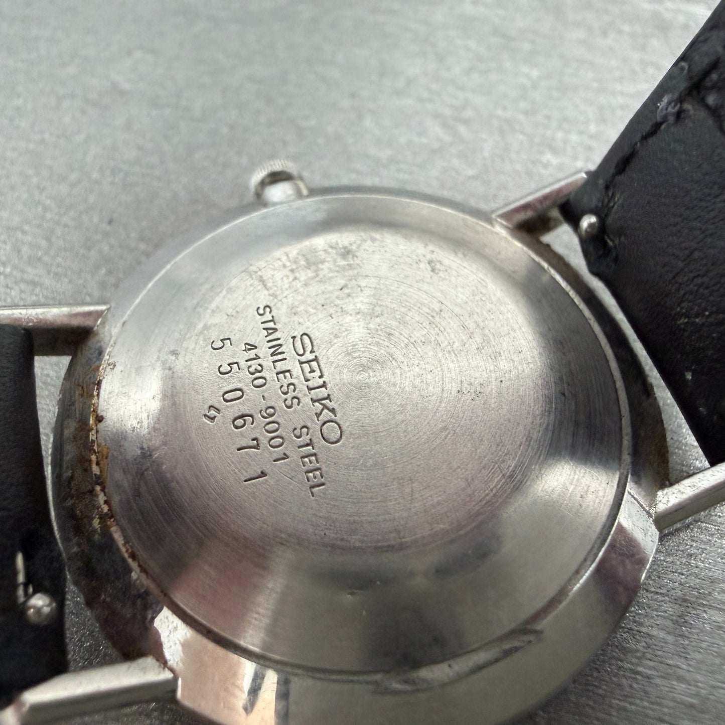 Seiko Watch Men 34mm White Dial Silver Tone Round Vintage 4130-9001 New Battery9