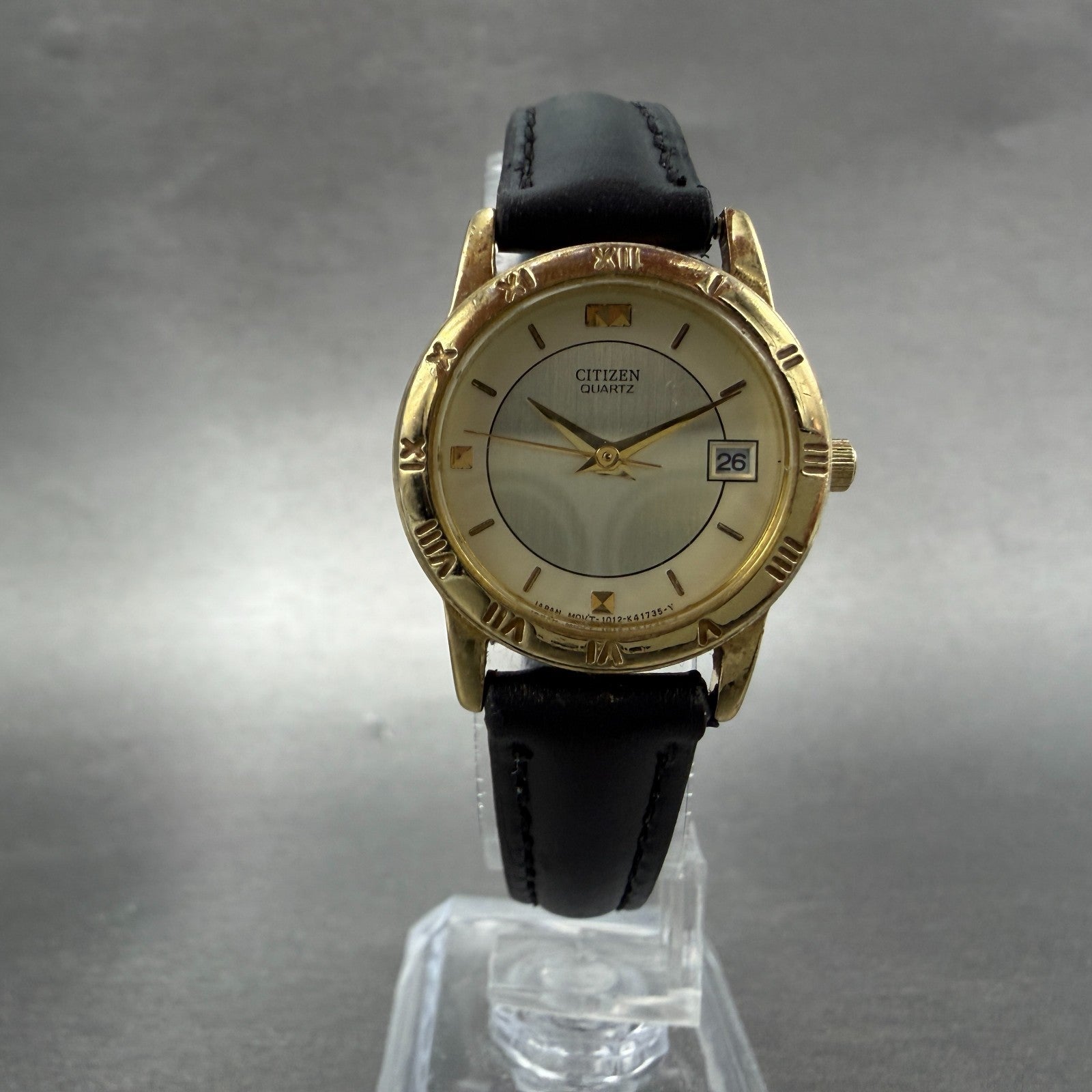 Citizen Watch Women 24mm Champagne Dial Gold Tone Date 1012-K13131 New Battery 95