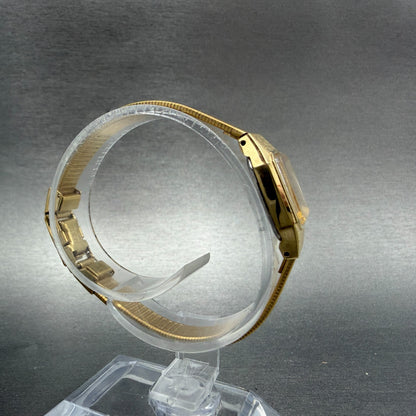 Seiko Watch Women 17mm Silver Dial Gold Tone Rectangle 2C20-5780 New Battery8