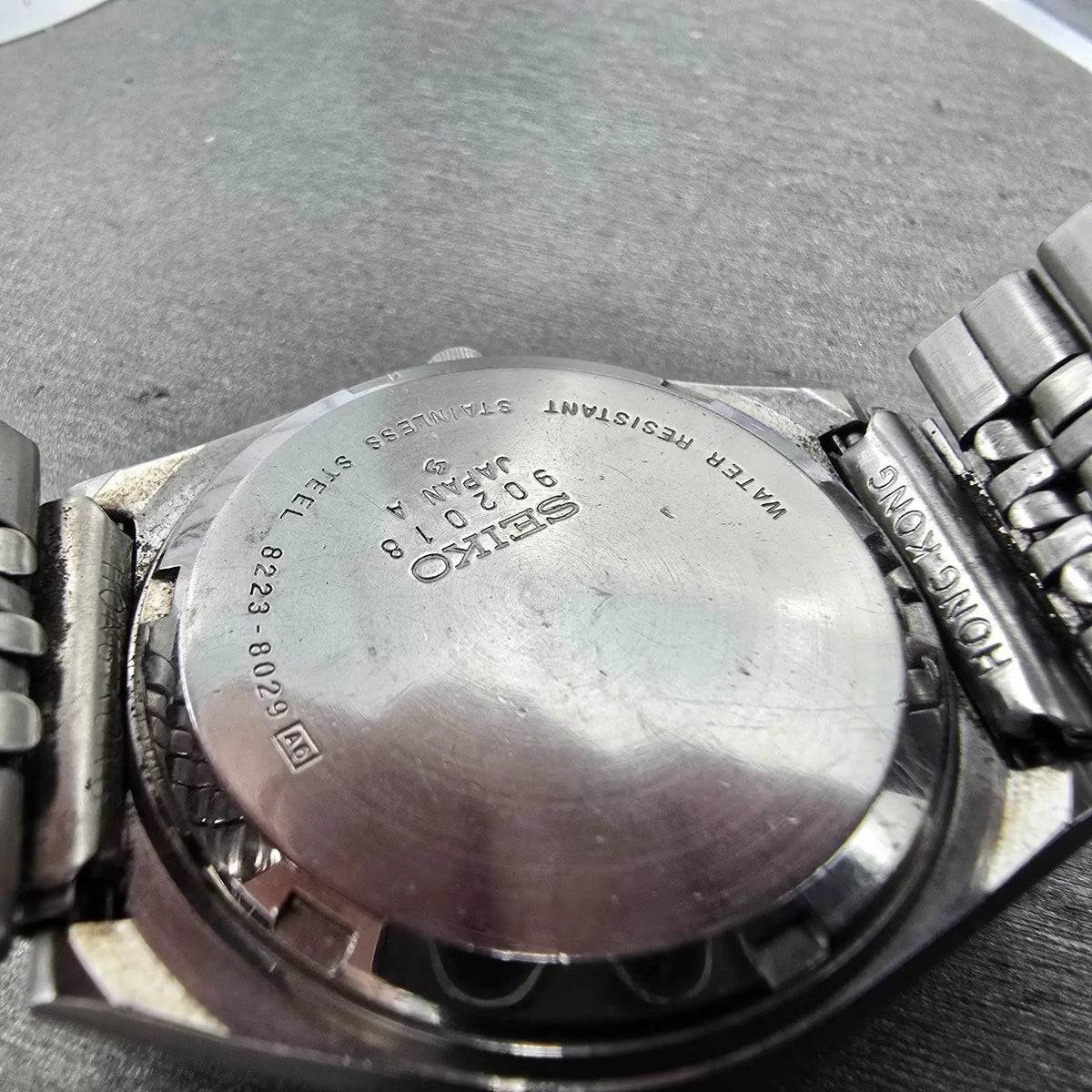Seiko SQ Watch Men 35mm White Dial Silver Tone Dayadate READ!!! 8223-8029 NewBat10