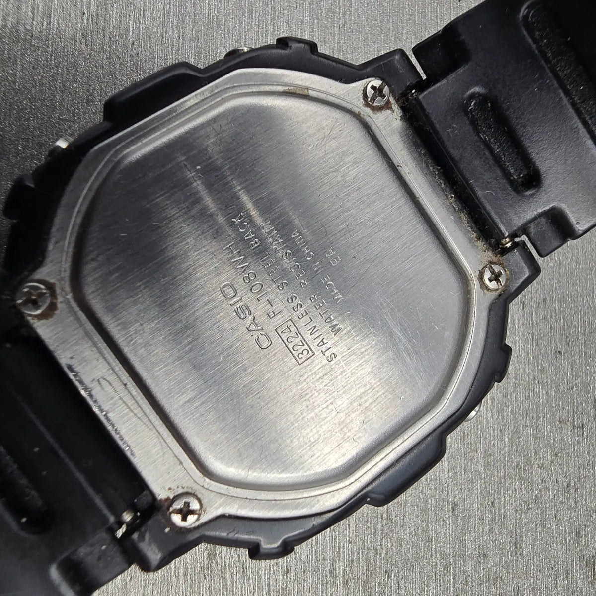 Casio F-108WH Watch Men 42mm Black Black Chrono Alarm Rectangle New Battery 4510