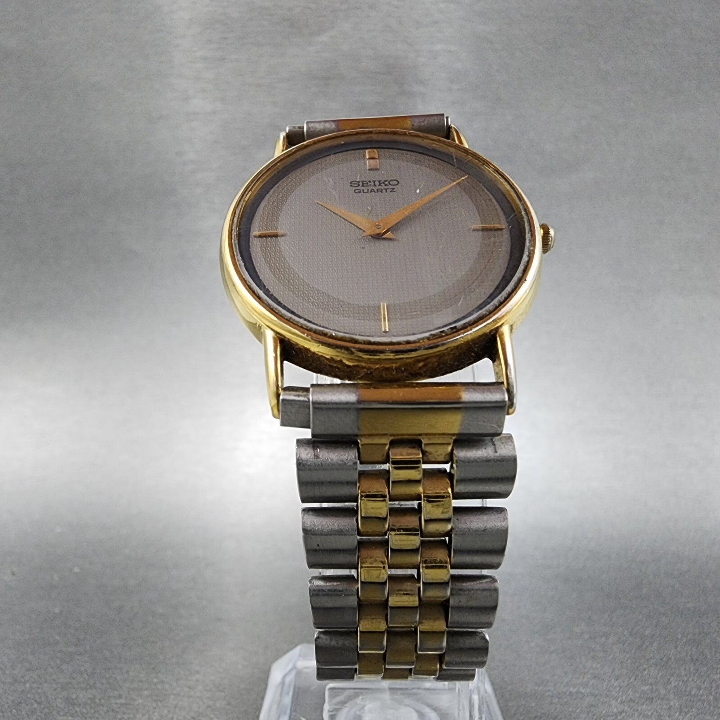 Seiko Watch Men 31mm Gray Dial Gold Tone Round 5Y307000 PARTS Vintage5