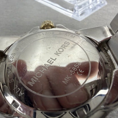 Michael Kors Camile Chrono Watch Women 43mm White Dial Two Tone Date MK-56539