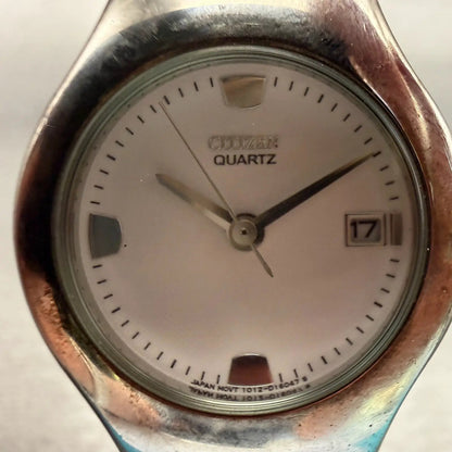 Citizen Watch Women 26mm White Dial Silver Tone Date Round 1012-S95994 New Batt1